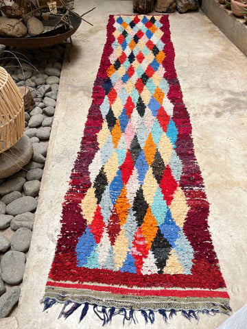 Vintage Moroccan BOUCHEROUITE rug BE465- 346x75 cm 11.3x2.5 FT