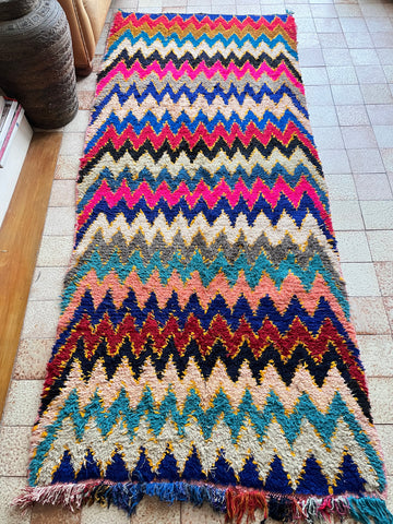 Vintage Moroccan BOUCHEROUITE rug BE458- 245x107 cm 8x3.5 FT