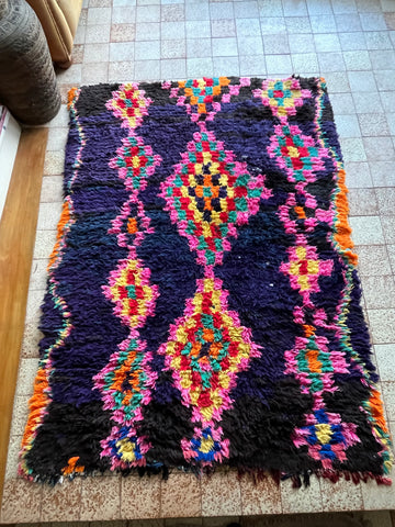 Vintage Moroccan BOUCHEROUITE rug BE460- 190x136 cm 6.2x4.4 FT