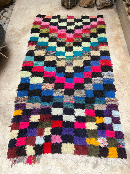 Vintage Moroccan BOUCHEROUITE rug BE470- 200x100 cm 6.6x3.3 FT