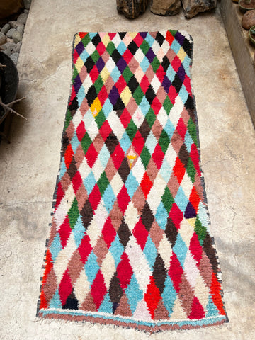 Vintage Moroccan BOUCHEROUITE rug BE466- 220x98 cm 7.2x3.2 FT