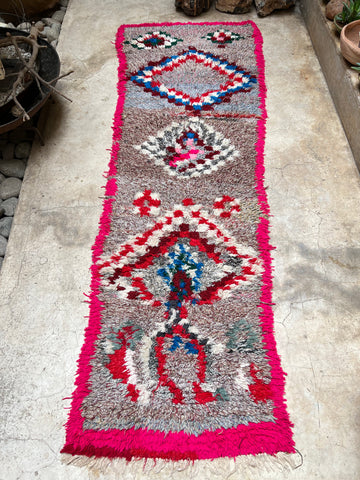 Vintage Moroccan BOUCHEROUITE rug BE468- 270x80 cm 8.9x2.6 FT