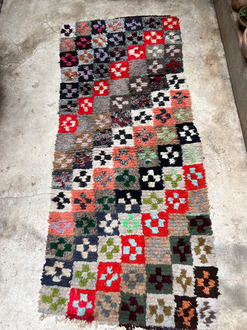 Vintage Moroccan BOUCHEROUITE rug BE461- 210x90 cm 6.9x2.9 FT