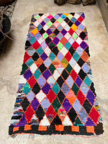 Vintage Moroccan BOUCHEROUITE rug BE467- 210x100 cm 6.9x3.3 FT