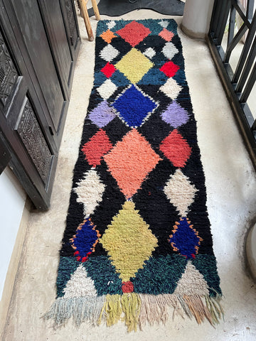 Vintage Moroccan BOUCHEROUITE runner BE455- 263x78 cm 8.6x2.5 FT