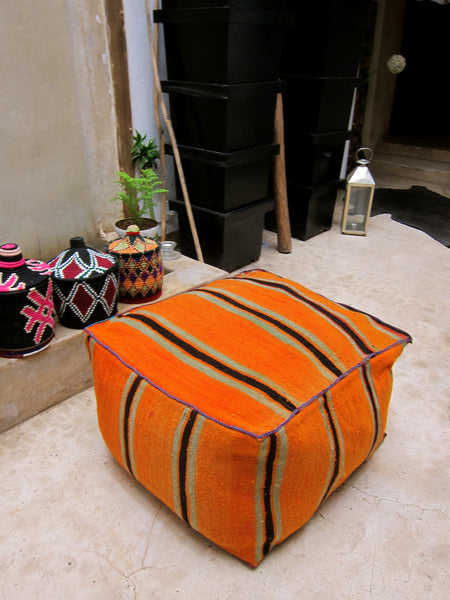 Handmade kilim moroccan pouf