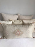 Large cactus silk cushion faded grey