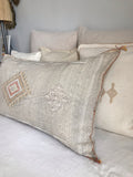 Large cactus silk cushion faded grey